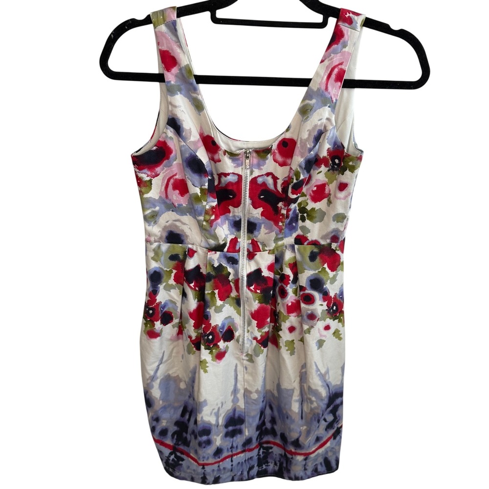 Alyn‎ Paige New York Floral Mini Dress Sleeveless Front Zip Pockets Size 3/4